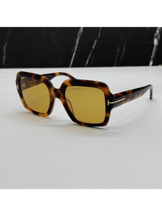NEW TOM FORD KAYA TF1082 53E HAVANA/YELLOW WOMEN SQUARE SUNGLASSES FT1082 main image 9